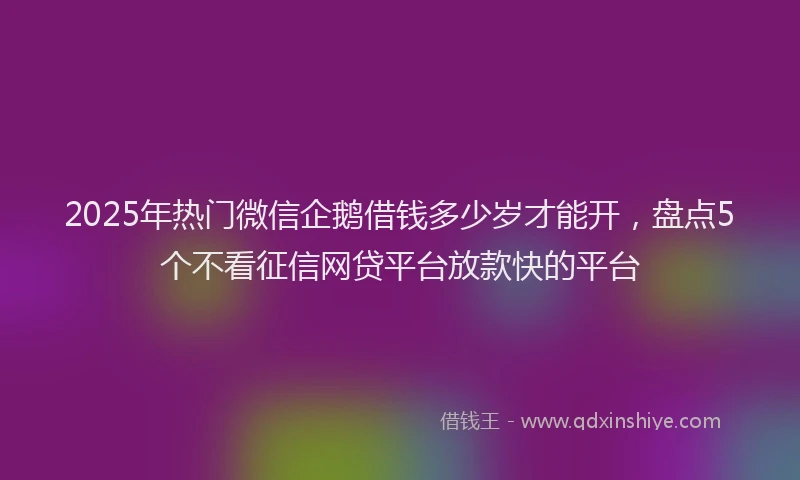 2025年热门微信企鹅借钱多少岁才能开，盘点5个不看征信网贷平台放款快的平台