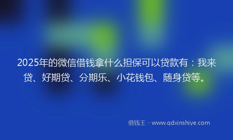 2025年的微信借钱拿什么担保可以贷款有：我来贷、好期贷、分期乐、小花钱包、随身贷等。