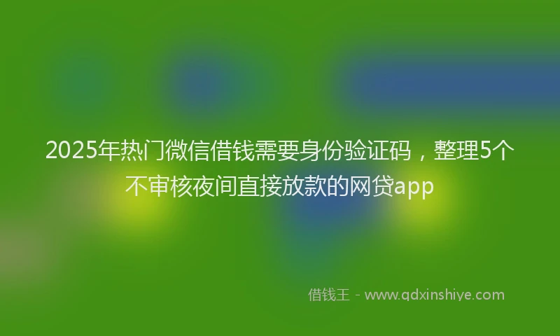 2025年热门微信借钱需要身份验证码，整理5个不审核夜间直接放款的网贷app
