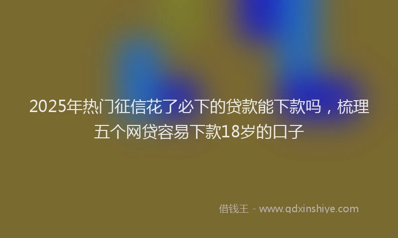 2025年热门征信花了必下的贷款能下款吗，梳理五个网贷容易下款18岁的口子
