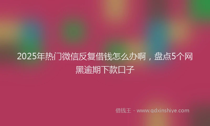 2025年热门微信反复借钱怎么办啊，盘点5个网黑逾期下款口子