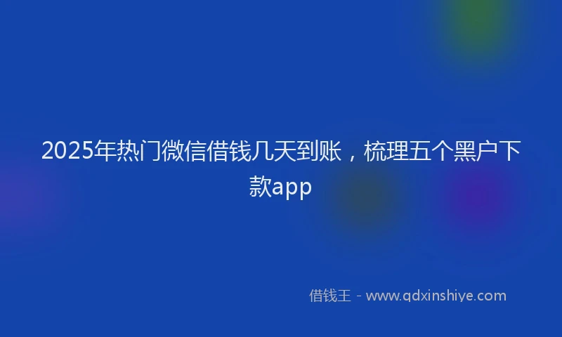 2025年热门微信借钱几天到账，梳理五个黑户下款app