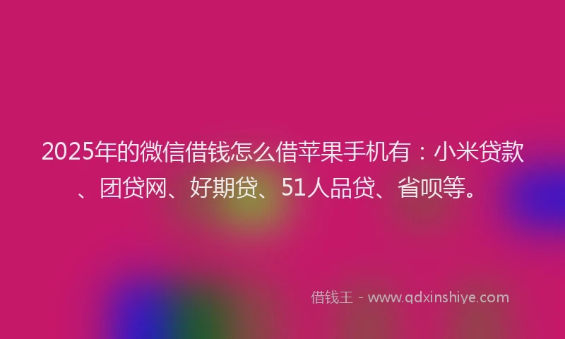 2025年的微信借钱怎么借苹果手机有：小米贷款、团贷网、好期贷、51人品贷、省呗等。
