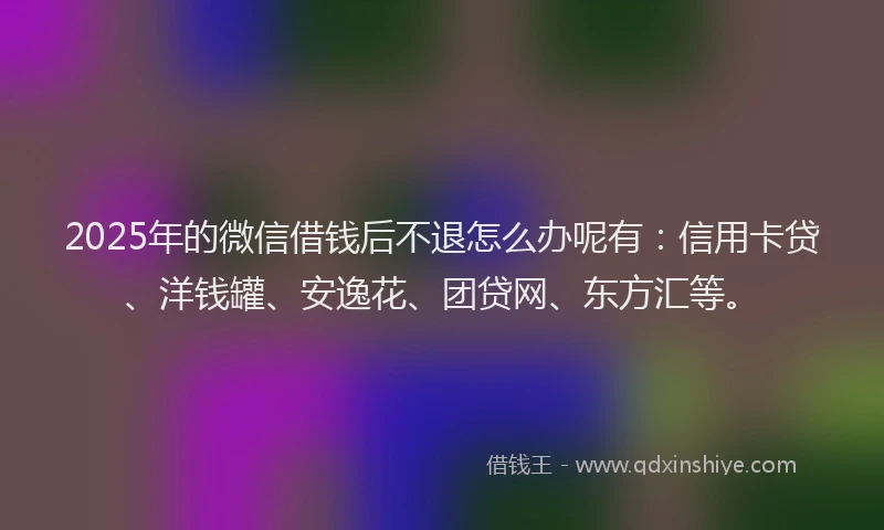 2025年的微信借钱后不退怎么办呢有：信用卡贷、洋钱罐、安逸花、团贷网、东方汇等。