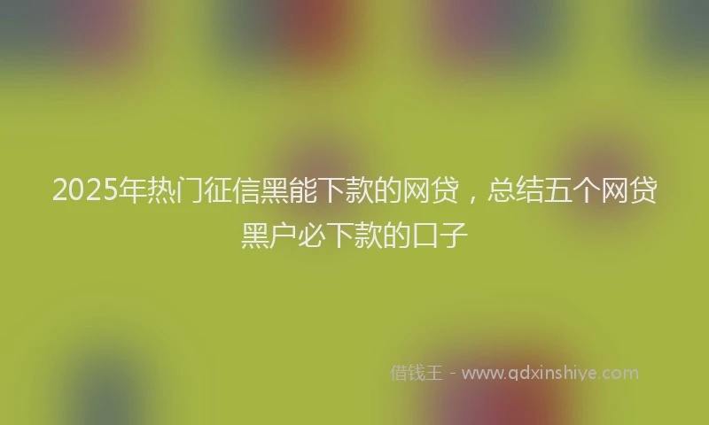 2025年热门征信黑能下款的网贷，总结五个网贷黑户必下款的口子