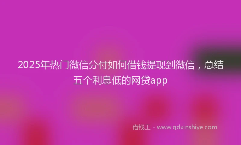2025年热门微信分付如何借钱提现到微信，总结五个利息低的网贷app
