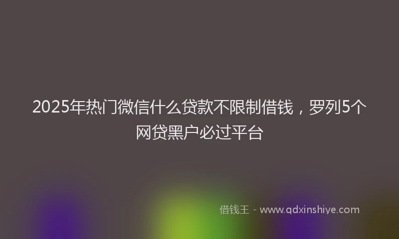 2025年热门微信什么贷款不限制借钱，罗列5个网贷黑户必过平台