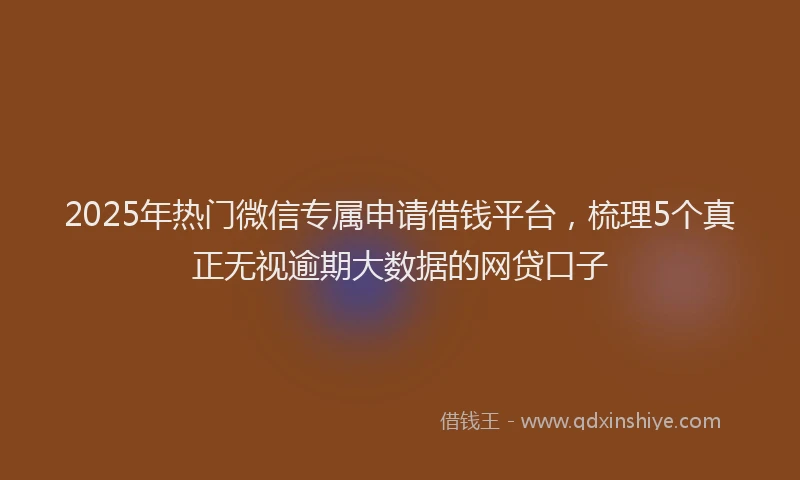 2025年热门微信专属申请借钱平台，梳理5个真正无视逾期大数据的网贷口子