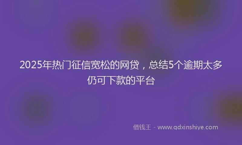 2025年热门征信宽松的网贷，总结5个逾期太多仍可下款的平台
