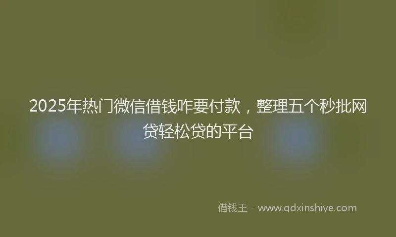 2025年热门微信借钱咋要付款，整理五个秒批网贷轻松贷的平台