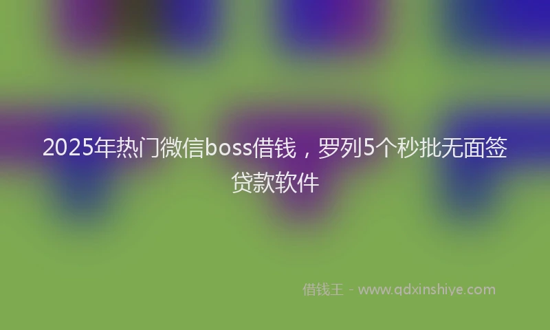 2025年热门微信boss借钱，罗列5个秒批无面签贷款软件