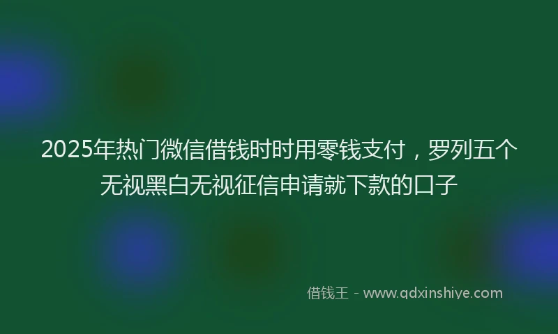 2025年热门微信借钱时时用零钱支付，罗列五个无视黑白无视征信申请就下款的口子
