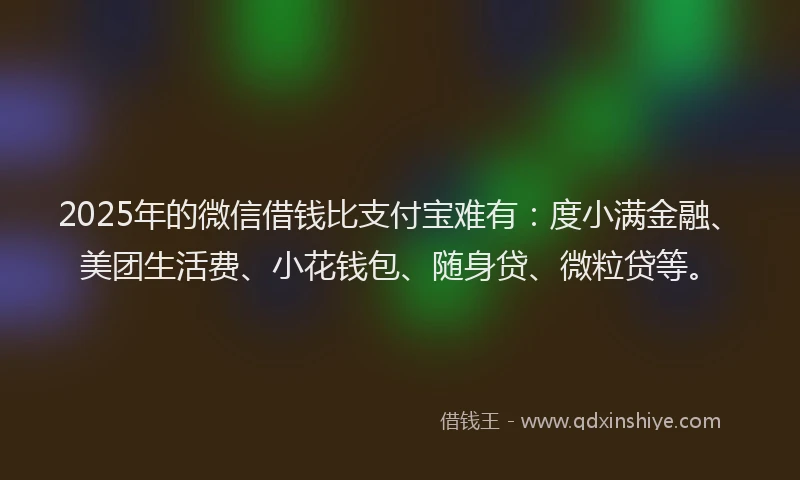 2025年的微信借钱比支付宝难有：度小满金融、美团生活费、小花钱包、随身贷、微粒贷等。