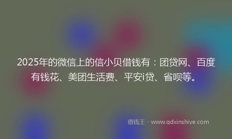 2025年的微信上的信小贝借钱有：团贷网、百度有钱花、美团生活费、平安i贷、省呗等。
