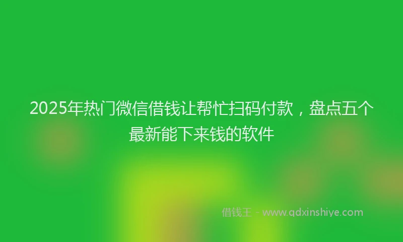 2025年热门微信借钱让帮忙扫码付款，盘点五个最新能下来钱的软件