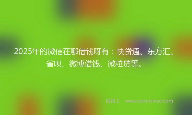 2025年的微信在哪借钱呀有：快贷通、东方汇、省呗、微博借钱、微粒贷等。