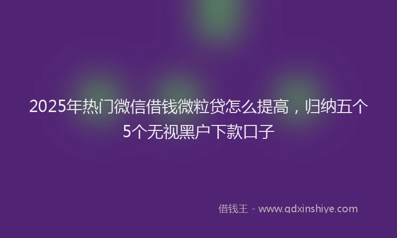 2025年热门微信借钱微粒贷怎么提高，归纳五个5个无视黑户下款口子