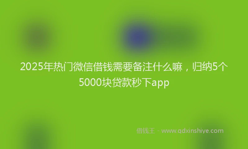 2025年热门微信借钱需要备注什么嘛，归纳5个5000块贷款秒下app