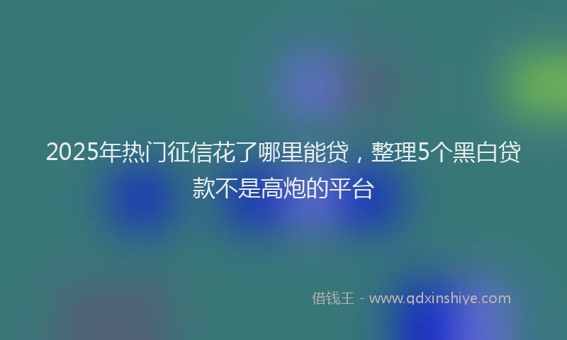 2025年热门征信花了哪里能贷，整理5个黑白贷款不是高炮的平台