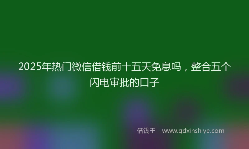 2025年热门微信借钱前十五天免息吗，整合五个闪电审批的口子