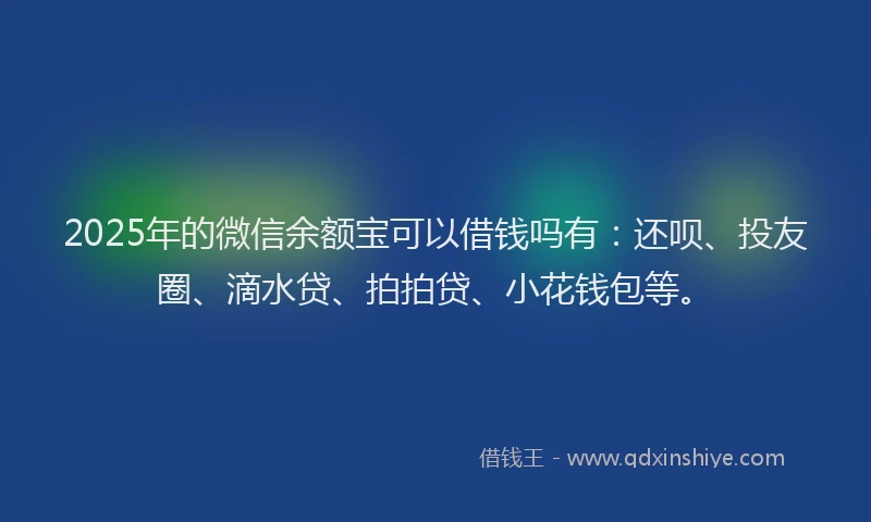 2025年的微信余额宝可以借钱吗有：还呗、投友圈、滴水贷、拍拍贷、小花钱包等。