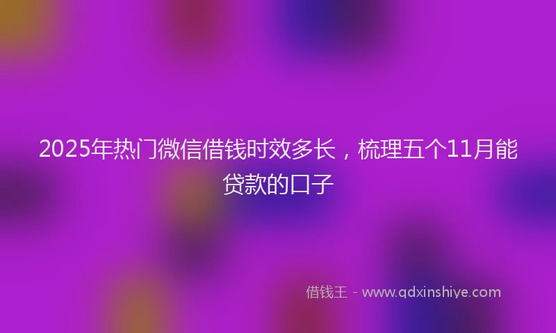 2025年热门微信借钱时效多长，梳理五个11月能贷款的口子