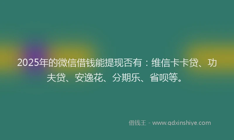 2025年的微信借钱能提现否有：维信卡卡贷、功夫贷、安逸花、分期乐、省呗等。