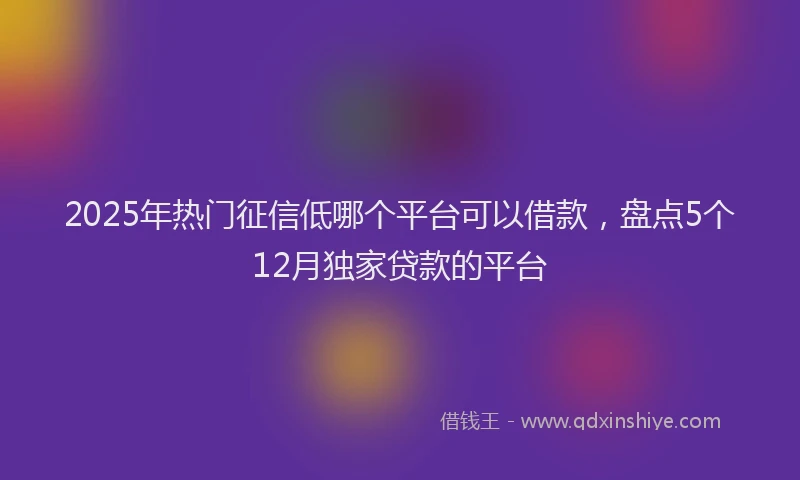 2025年热门征信低哪个平台可以借款，盘点5个12月独家贷款的平台