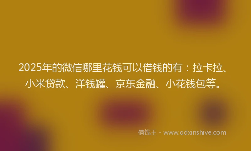 2025年的微信哪里花钱可以借钱的有：拉卡拉、小米贷款、洋钱罐、京东金融、小花钱包等。