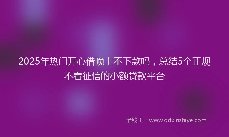 2025年热门开心借晚上不下款吗，总结5个正规不看征信的小额贷款平台