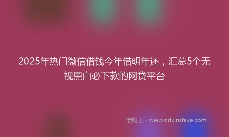 2025年热门微信借钱今年借明年还，汇总5个无视黑白必下款的网贷平台