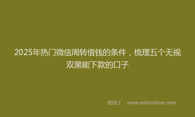 2025年热门微信周转借钱的条件，梳理五个无视双黑能下款的口子