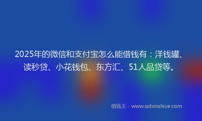 2025年的微信和支付宝怎么能借钱有：洋钱罐、读秒贷、小花钱包、东方汇、51人品贷等。