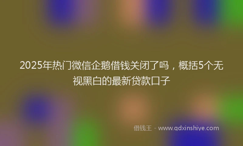 2025年热门微信企鹅借钱关闭了吗，概括5个无视黑白的最新贷款口子