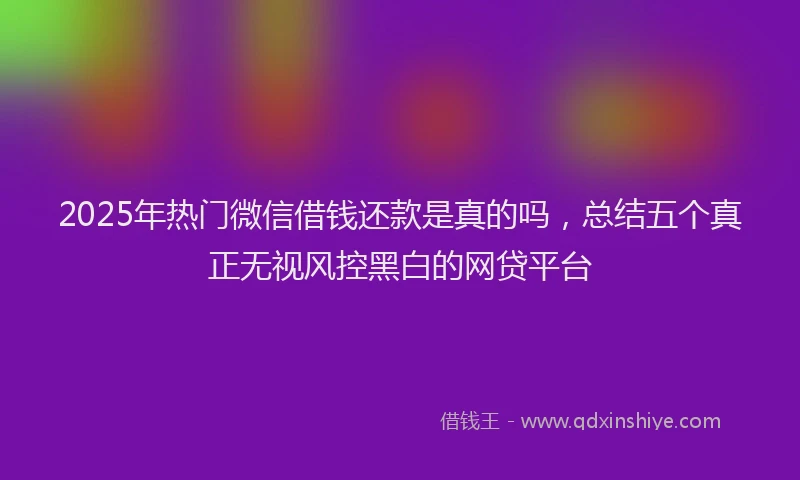 2025年热门微信借钱还款是真的吗，总结五个真正无视风控黑白的网贷平台