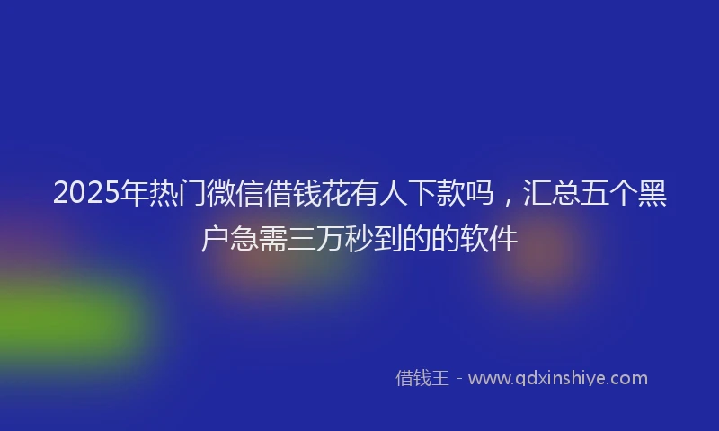 2025年热门微信借钱花有人下款吗，汇总五个黑户急需三万秒到的的软件