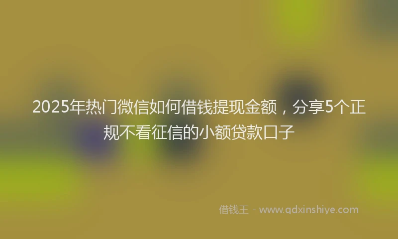 2025年热门微信如何借钱提现金额，分享5个正规不看征信的小额贷款口子