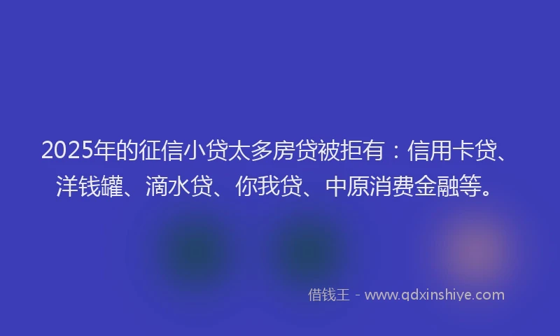2025年的征信小贷太多房贷被拒有:信用卡贷、洋钱罐、滴水贷、你我贷、中原消费金融等。