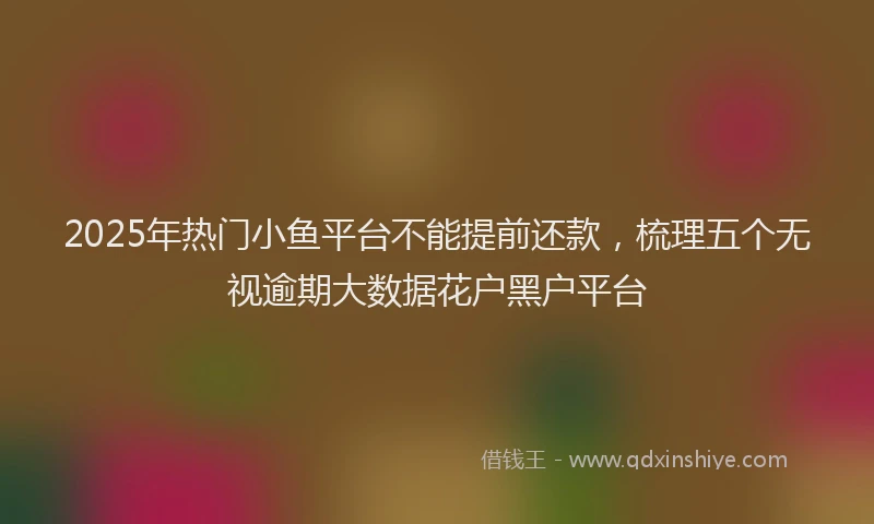 2025年热门小鱼平台不能提前还款，梳理五个无视逾期大数据花户黑户平台