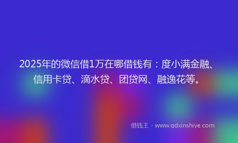 2025年的微信借1万在哪借钱有：度小满金融、信用卡贷、滴水贷、团贷网、融逸花等。