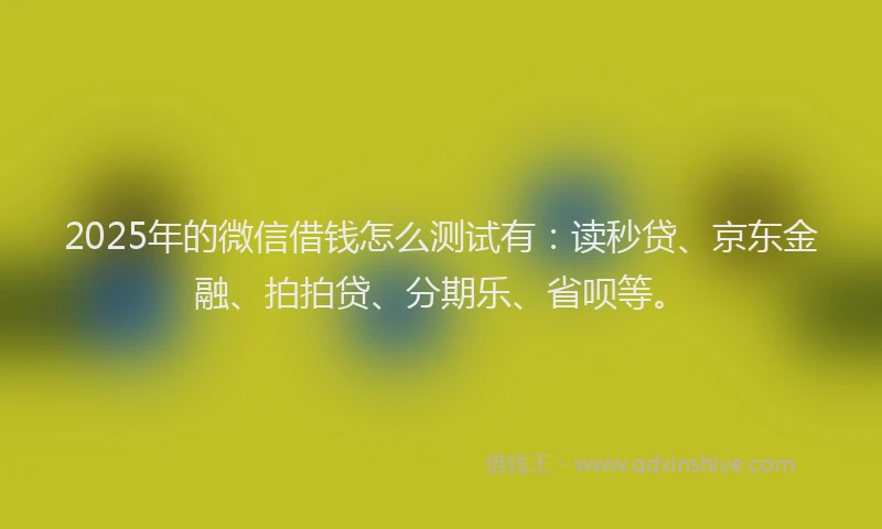 2025年的微信借钱怎么测试有：读秒贷、京东金融、拍拍贷、分期乐、省呗等。