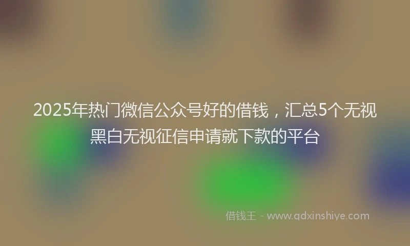2025年热门微信公众号好的借钱，汇总5个无视黑白无视征信申请就下款的平台