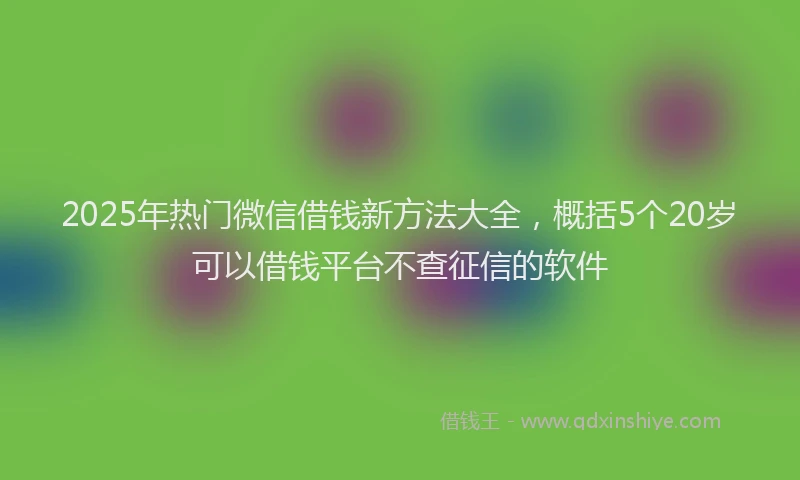 2025年热门微信借钱新方法大全，概括5个20岁可以借钱平台不查征信的软件