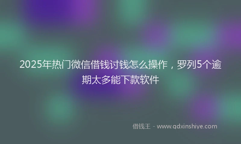 2025年热门微信借钱讨钱怎么操作，罗列5个逾期太多能下款软件