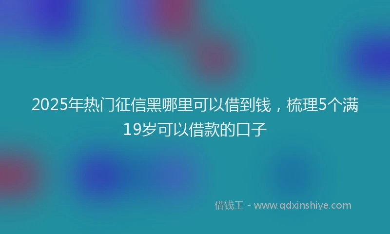 2025年热门征信黑哪里可以借到钱，梳理5个满19岁可以借款的口子