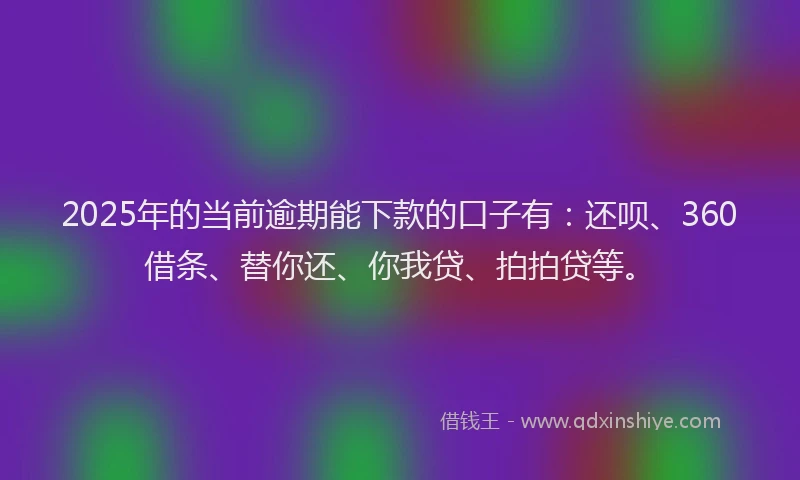 2025年的当前逾期能下款的口子有：还呗、360借条、替你还、你我贷、拍拍贷等。