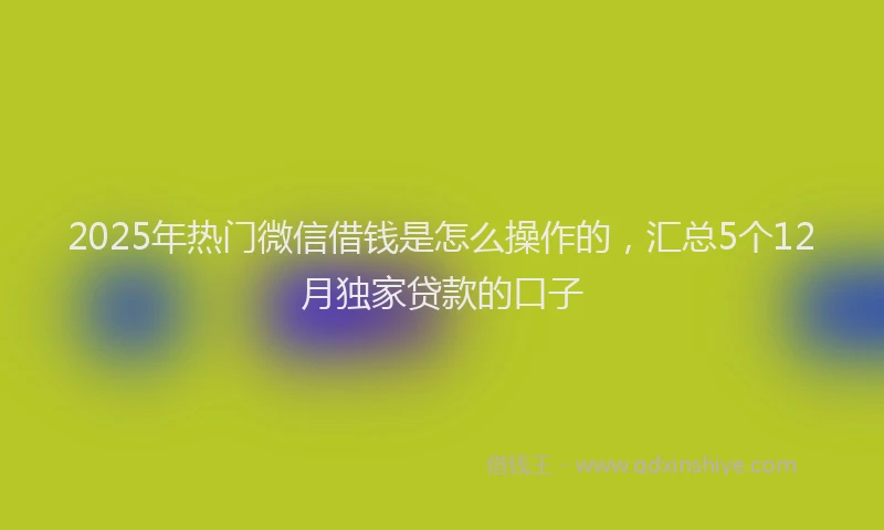 2025年热门微信借钱是怎么操作的，汇总5个12月独家贷款的口子