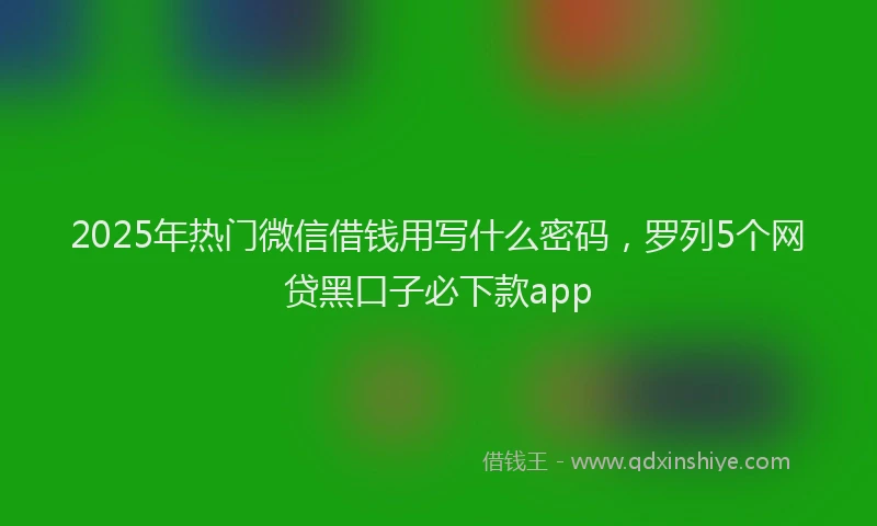 2025年热门微信借钱用写什么密码，罗列5个网贷黑口子必下款app