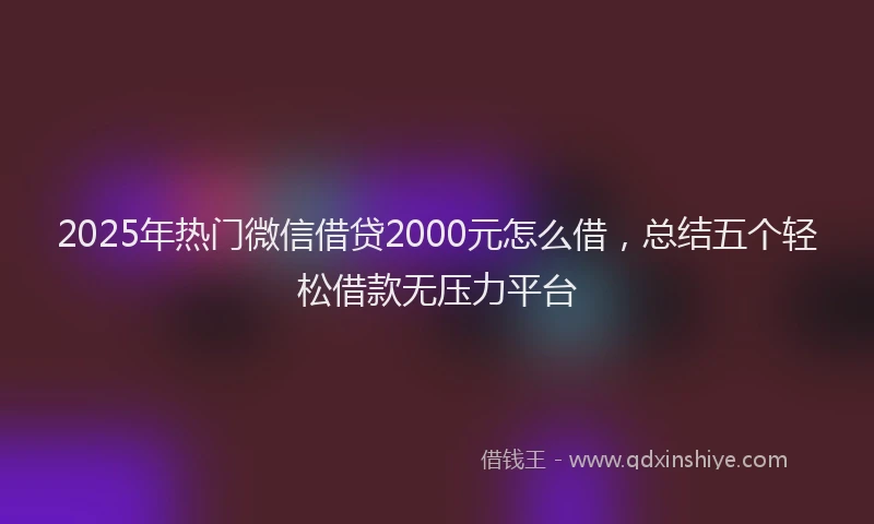 2025年热门微信借贷2000元怎么借，总结五个轻松借款无压力平台