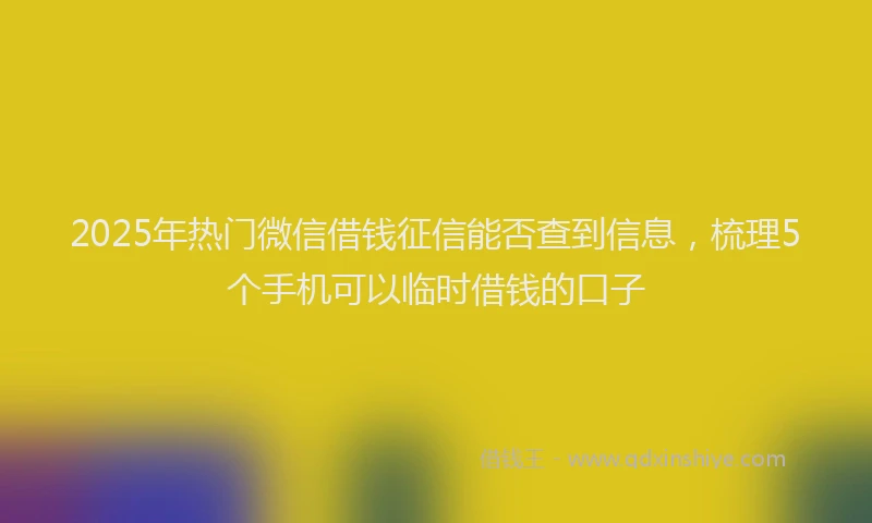 2025年热门微信借钱征信能否查到信息，梳理5个手机可以临时借钱的口子